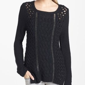 Trouve Chain Detail Mix Knit Sweater